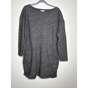 Eileen Fisher‎ Charcoal Heather Knit Tunic Dress XL Cotton Wool Blend Pockets